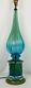 Exceptional Vintage Seguso Murano Art Glass Lamp LARGE Blue Green 24