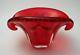 Exquisite Vintage Italian Murano Ruby Red Bullicante Art Glass Vase Bowl
