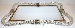Exquisite Vintage Murano Glass Twisted Rope Brass Mirrored Vanity Tray Large