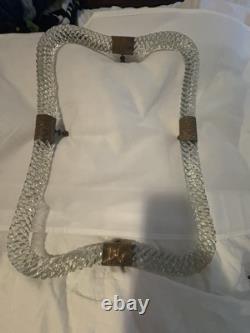 Exquisite Vintage Murano Glass Twisted Rope Brass Mirrored Vanity Tray Large