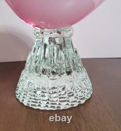 Exquisite Vintage Murano Sommerso Art Glass Swan -Opaline & Pink 14H