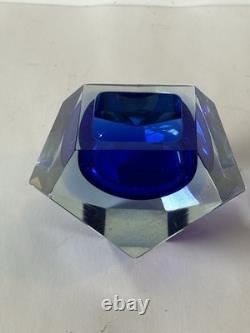 FLAVIO POLI ANTIQUE ITALIAN MODERN ART MURANO GLASS ASHTRAY VINTAGE ITALY 1950s
