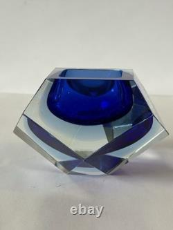 FLAVIO POLI ANTIQUE ITALIAN MODERN ART MURANO GLASS ASHTRAY VINTAGE ITALY 1950s