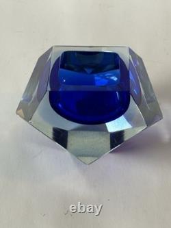 FLAVIO POLI ANTIQUE ITALIAN MODERN ART MURANO GLASS ASHTRAY VINTAGE ITALY 1950s