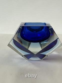 FLAVIO POLI ANTIQUE ITALIAN MODERN ART MURANO GLASS ASHTRAY VINTAGE ITALY 1950s