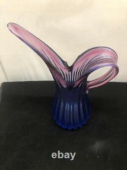 FRATELLI TOSO Pulled Rim Opalescent MURANO Art Glass Pitcher Vintage Blown