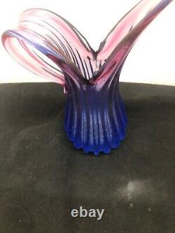 FRATELLI TOSO Pulled Rim Opalescent MURANO Art Glass Pitcher Vintage Blown