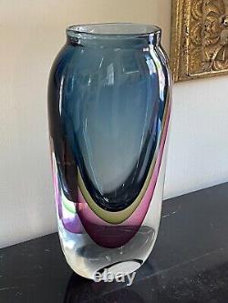 Fabulous Vintage 13.5 Italian Murano Sommerso Glass Vase