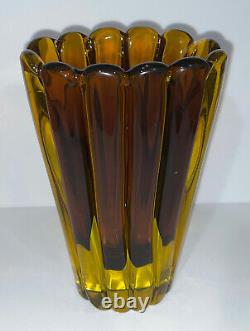 Flavio Poli Seguso Murano Glass Vase Vintage Ribbed Sommerso Italian Italy MCM