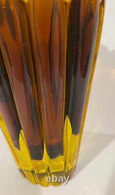 Flavio Poli Seguso Murano Glass Vase Vintage Ribbed Sommerso Italian Italy MCM