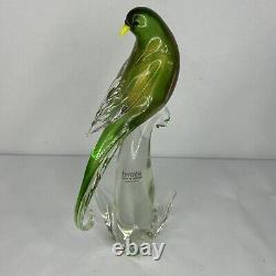 Formia Vetri Di Murano Vintage Glass Parrot 24k Infused Gold Flecks