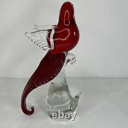 Formia vetri Di Murano Bird Italian 1970s-1980s Vintage Blown Glass Bird Red