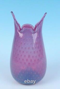 Fratelli Toso PINK Opalescent Bullicante Vase Vintage Murano Barovier Art Glass