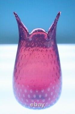 Fratelli Toso PINK Opalescent Bullicante Vase Vintage Murano Barovier Art Glass