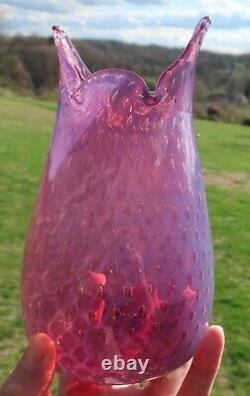 Fratelli Toso PINK Opalescent Bullicante Vase Vintage Murano Barovier Art Glass