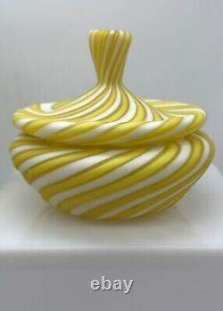 Fratelli Toso Ribbon Striped Pitcher Lidded Box Set Murano Italy Vintage Glass