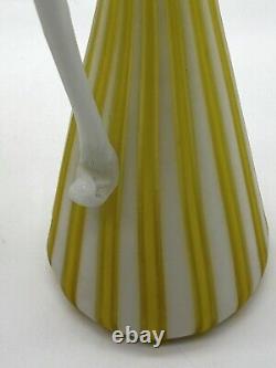 Fratelli Toso Ribbon Striped Pitcher Lidded Box Set Murano Italy Vintage Glass