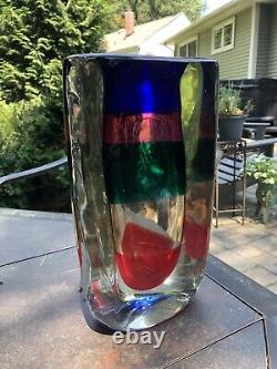 Fulvio Bianconi Vase Murano Art Glass Venini Signed Numbered Very Heavy 22 Lbs