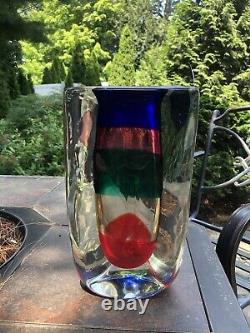 Fulvio Bianconi Vase Murano Art Glass Venini Signed Numbered Very Heavy 22 Lbs