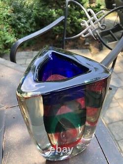 Fulvio Bianconi Vase Murano Art Glass Venini Signed Numbered Very Heavy 22 Lbs