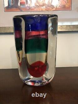 Fulvio Bianconi Vase Murano Art Glass Venini Signed Numbered Very Heavy 22 Lbs