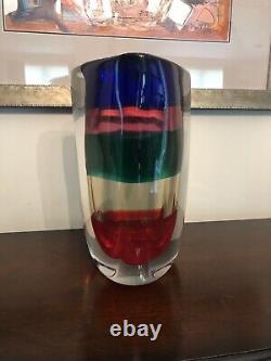 Fulvio Bianconi Vase Murano Art Glass Venini Signed Numbered Very Heavy 22 Lbs