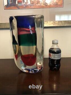 Fulvio Bianconi Vase Murano Art Glass Venini Signed Numbered Very Heavy 22 Lbs