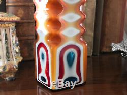 Galliano Ferro vase italian art glass Murano vintage 50s midcentury orange blue
