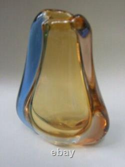 Genuine Murano Sommerso Art Glass Vase Triple Layered Mid -Century 1950's VGC