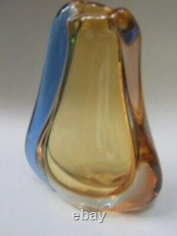 Genuine Murano Sommerso Art Glass Vase Triple Layered Mid -Century 1950's VGC