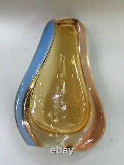 Genuine Murano Sommerso Art Glass Vase Triple Layered Mid -Century 1950's VGC