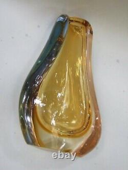 Genuine Murano Sommerso Art Glass Vase Triple Layered Mid -Century 1950's VGC