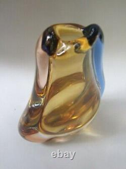 Genuine Murano Sommerso Art Glass Vase Triple Layered Mid -Century 1950's VGC