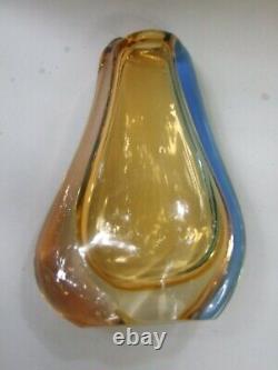 Genuine Murano Sommerso Art Glass Vase Triple Layered Mid -Century 1950's VGC