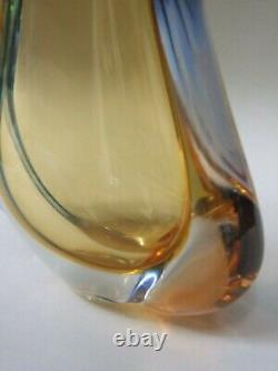 Genuine Murano Sommerso Art Glass Vase Triple Layered Mid -Century 1950's VGC