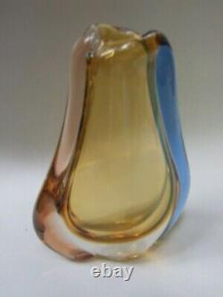 Genuine Murano Sommerso Art Glass Vase Triple Layered Mid -Century 1950's VGC