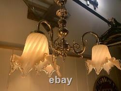 Genuine Venini Murano Glass, 3 Branch Chandelier, Italian Light, Vintage Venice