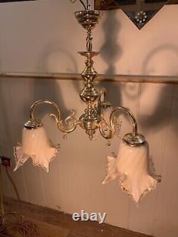 Genuine Venini Murano Glass, 3 Branch Chandelier, Italian Light, Vintage Venice