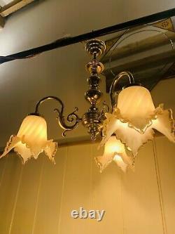 Genuine Venini Murano Glass, 3 Branch Chandelier, Italian Light, Vintage Venice