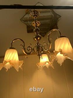 Genuine Venini Murano Glass, 3 Branch Chandelier, Italian Light, Vintage Venice