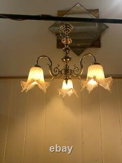 Genuine Venini Murano Glass, 3 Branch Chandelier, Italian Light, Vintage Venice