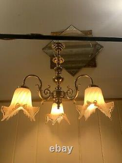 Genuine Venini Murano Glass, 3 Branch Chandelier, Italian Light, Vintage Venice