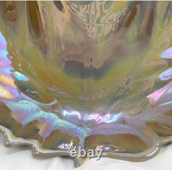 Genuine Vintage Murano Italy Iridescent Art Glass Leaf Bowl Dish