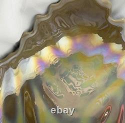 Genuine Vintage Murano Italy Iridescent Art Glass Leaf Bowl Dish