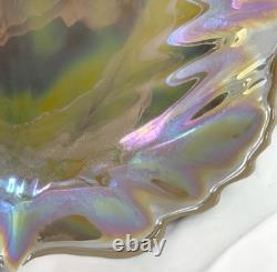 Genuine Vintage Murano Italy Iridescent Art Glass Leaf Bowl Dish