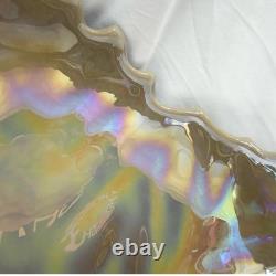 Genuine Vintage Murano Italy Iridescent Art Glass Leaf Bowl Dish