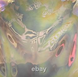Genuine Vintage Murano Italy Iridescent Art Glass Leaf Bowl Dish