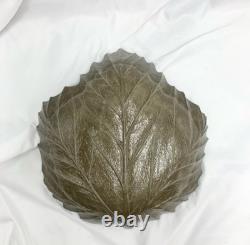Genuine Vintage Murano Italy Iridescent Art Glass Leaf Bowl Dish