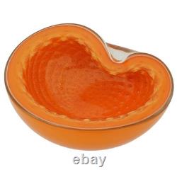 GlassOfVenice Vintage Murano Glass Bullicante Leaf Bowl Orange