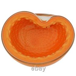 GlassOfVenice Vintage Murano Glass Bullicante Leaf Bowl Orange